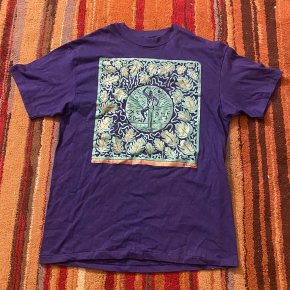 Vintage 90s Key West Florida Abstract Tribal Graphic Single Stitch Tee Shirt - Picture 1 of 4